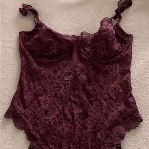 NWT Victoria’s Secret 36C Burgundy teddy w/ garter